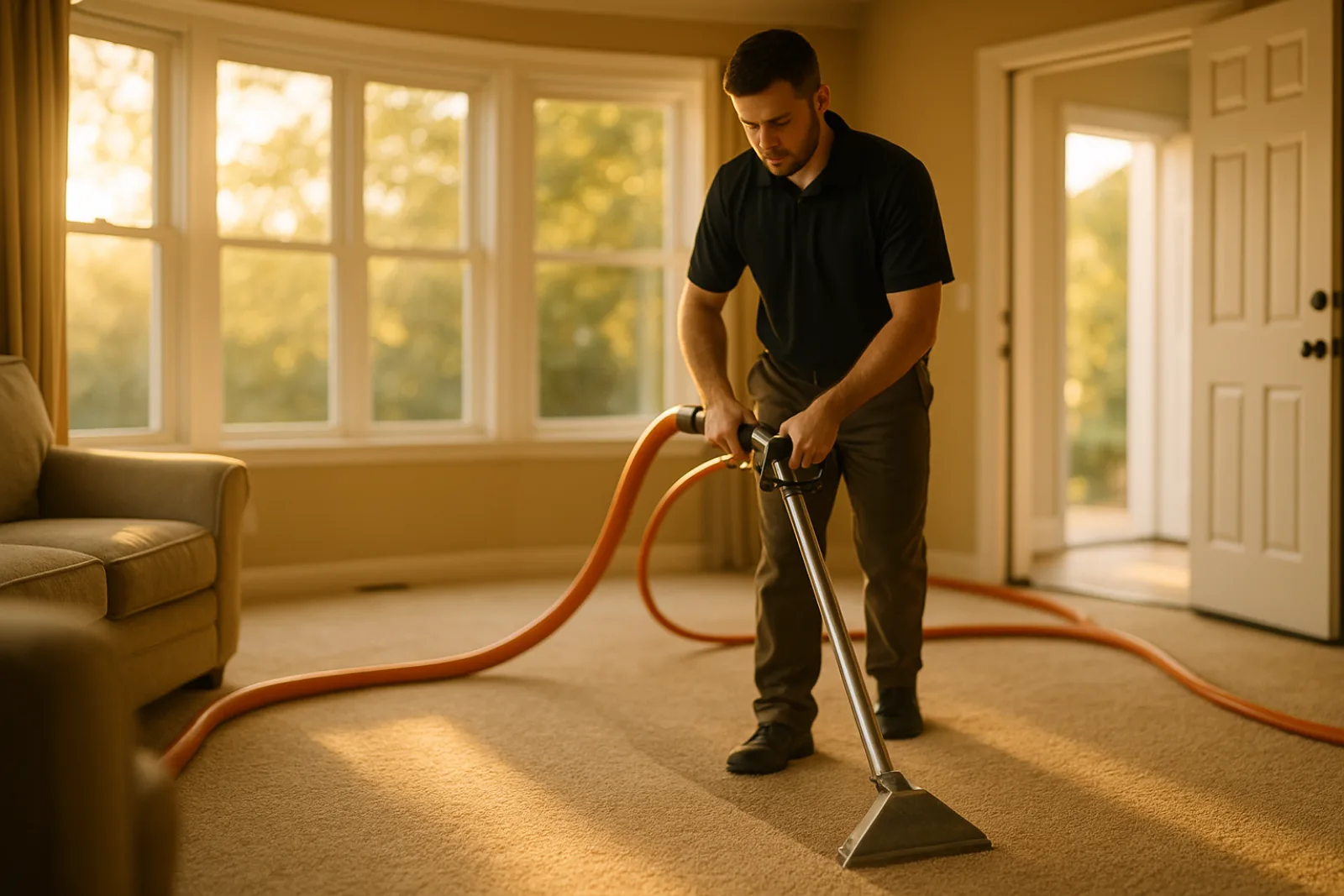 Carpet Cleaning professional at work — Reveo