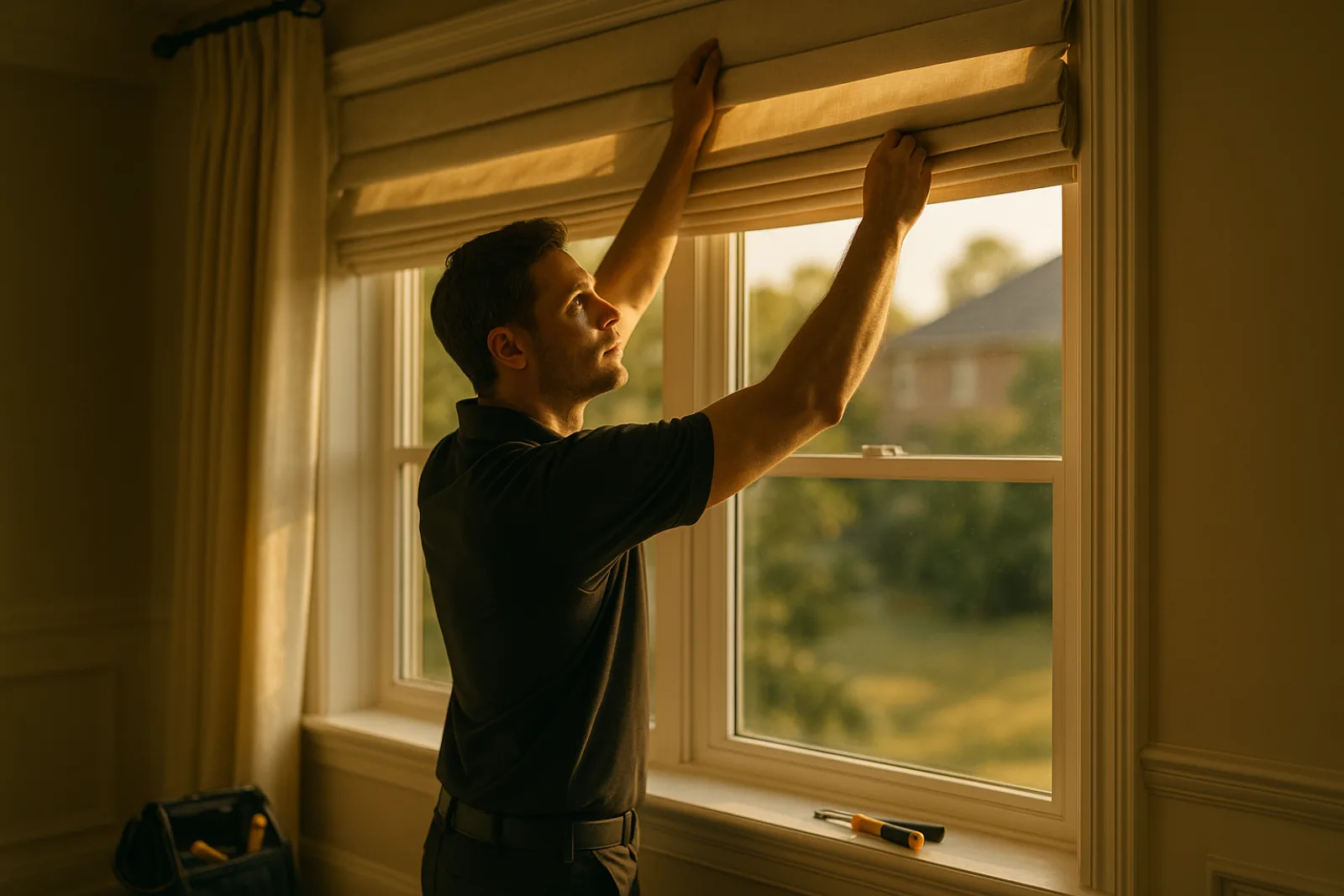 Window Treatments professional at work — Reveo